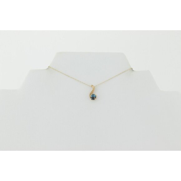 14k Yellow Gold Natural Turquoise Necklace 18 1/2" Chain Dainty Delicate - Picture 3 of 7
